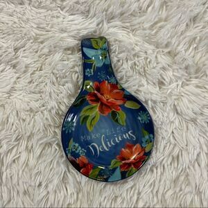 Pioneer Woman Spring Bouquet Cobalt Blue Spoon Rest Make Life Delicious - EUC